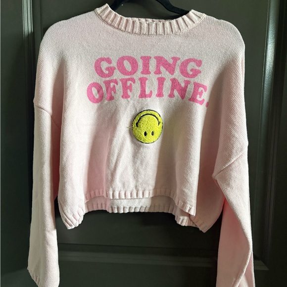 moon & madison Sweaters - Moon & Madison Going Offline Smiley Pullover Sweater.